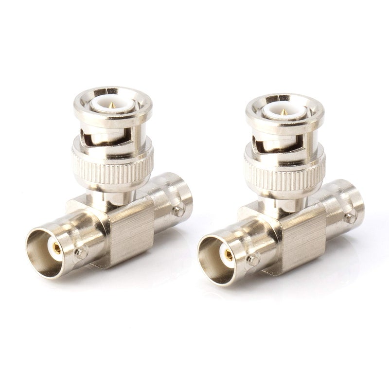 THE CIMPLE CO - BNC T Adapter - T-Shaped Coax Splitter - 1 Male Port to 2 Female Ports, Coaxial Cable Extension - 4 Pack - Image 1